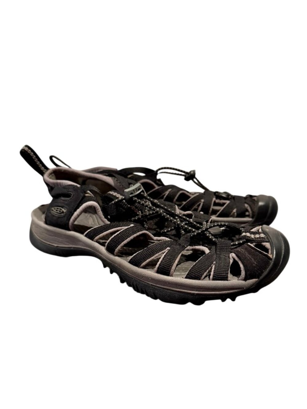 KEEN Whisper Sandals Women’s 7.5 EU 38 Black Gray Hiking Water Shoes EUC